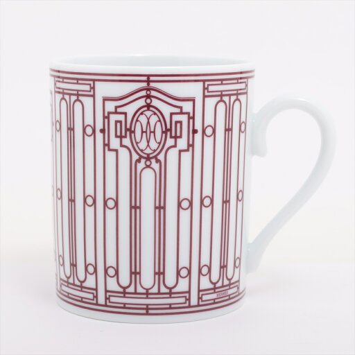 【中古】エルメス Hデコ マグカップ 陶器 ホワイト×ボルドー 底印「サムズアップ」 【中古】エルメス Hデコ マグカップ 陶器 ホワイト×ボルドー 底印「サムズアップ」