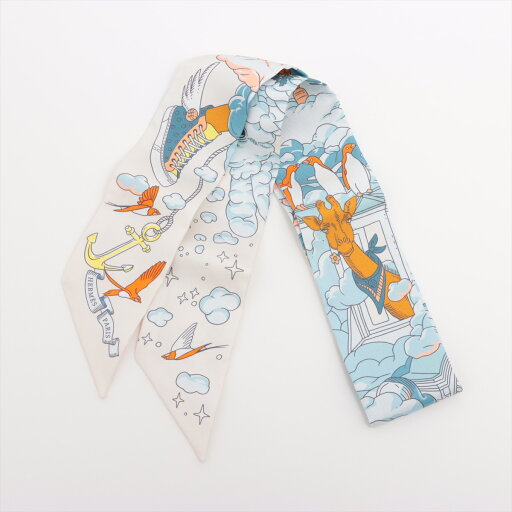 【中古】エルメス ツイリー Sur Mon Nuage 私の雲 スカーフ シルク アイボリー 【中古】エルメス ツイリー Sur Mon Nuage 私の雲 スカーフ シルク アイボリー