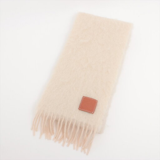 【中古】ロエベ アナグラム マフラー モヘヤ アイボリー 【中古】ロエベ アナグラム マフラー モヘヤ アイボリー
