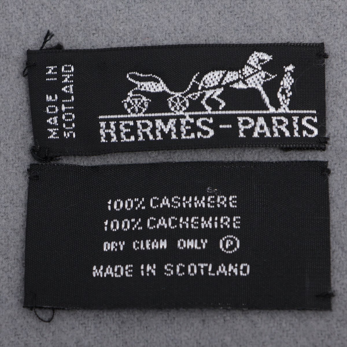 【中古】エルメス ロゴ ストール カシミヤ グレー