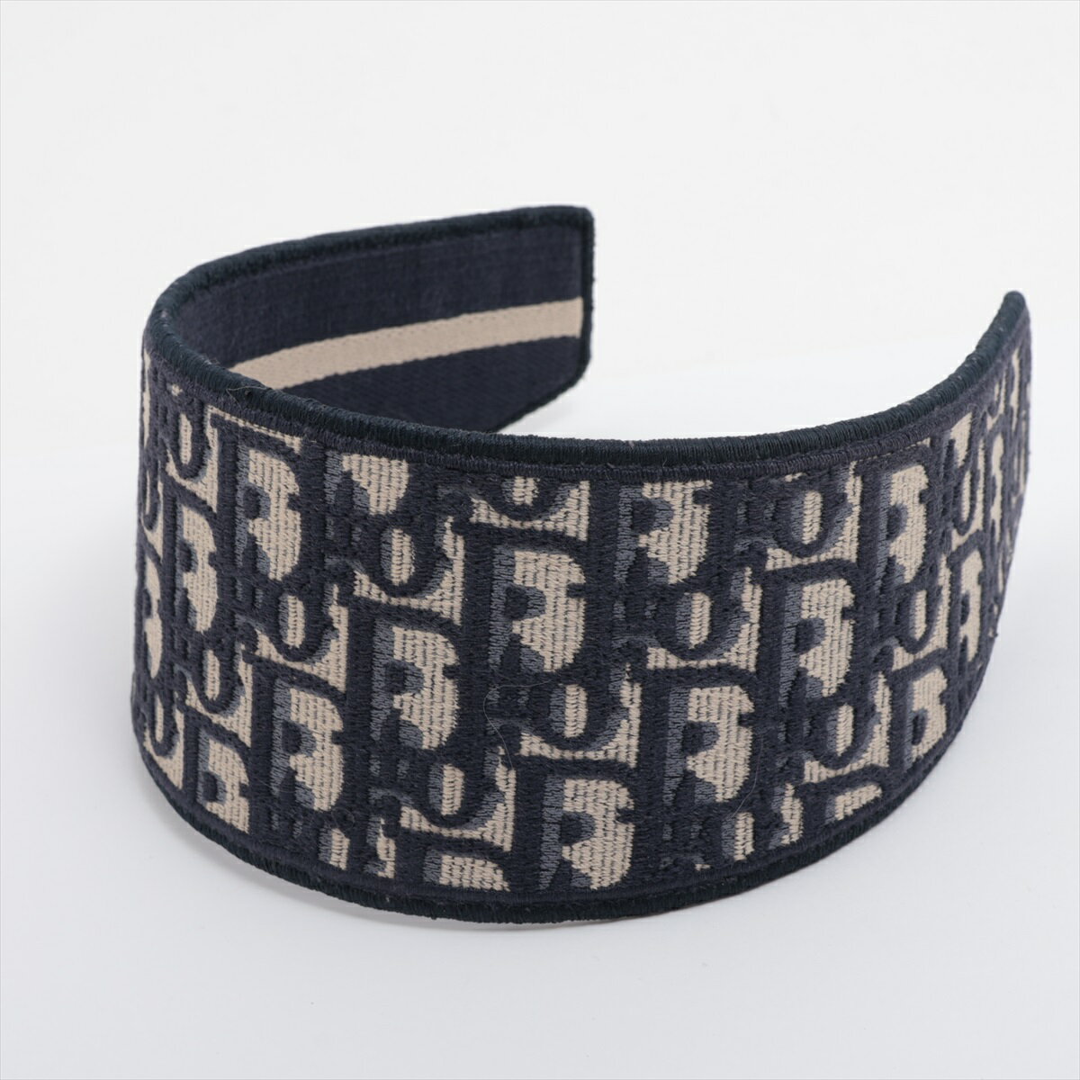 【中古】ディオール オブリーク カチューシャ キャンバス ネイビー