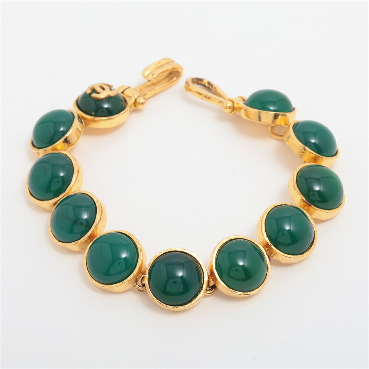 【中古】シャネル ココマーク グリポア 95A ブレスレット GP グリーン×ゴールド ヴィンテージ(4)