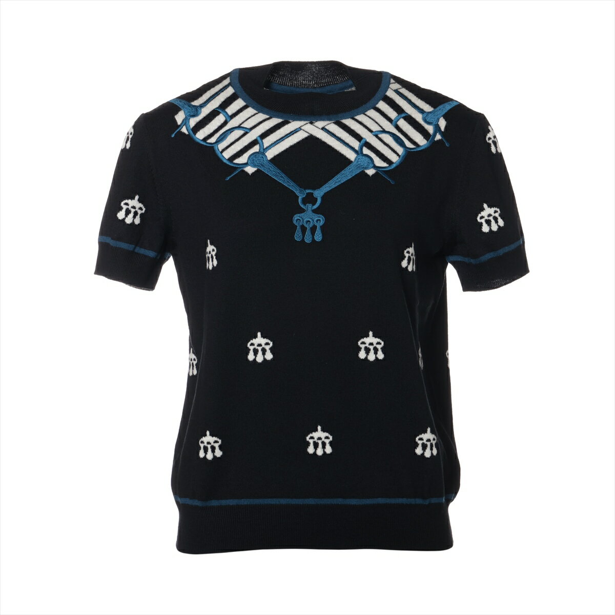 【中古】エルメス 24SS ウール 半袖ニット 38 レディース ブラック 4H2645DD 馬銜のサムネイル