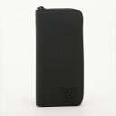 【中古】ヴィトン LVアエログラム ジッピーウォレットヴェルティカル M81743 ノワール ラウンドジップウォレット RFID反応有