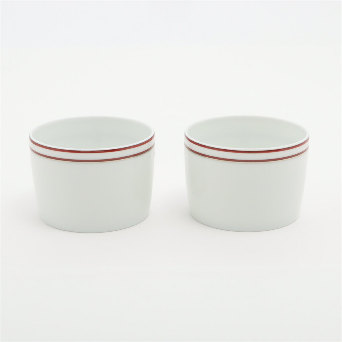 【中古】エルメス リズム カップ&ソーサー 陶器 ボルドー×ホワイト 底印プレート「三角」「しゃもじ」カップ「しゃもじ」「蝶」