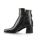 【中古】エルメス ジル 24AW レザー ショートブーツ 36.5 レディース ブラック グレナンバックル 保存袋あり