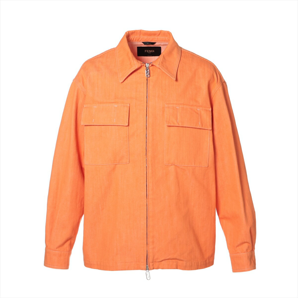 【中古】フェンディ 22年 コットン×ポリエステル デニムジャケット 50 メンズ オレンジ FW1226