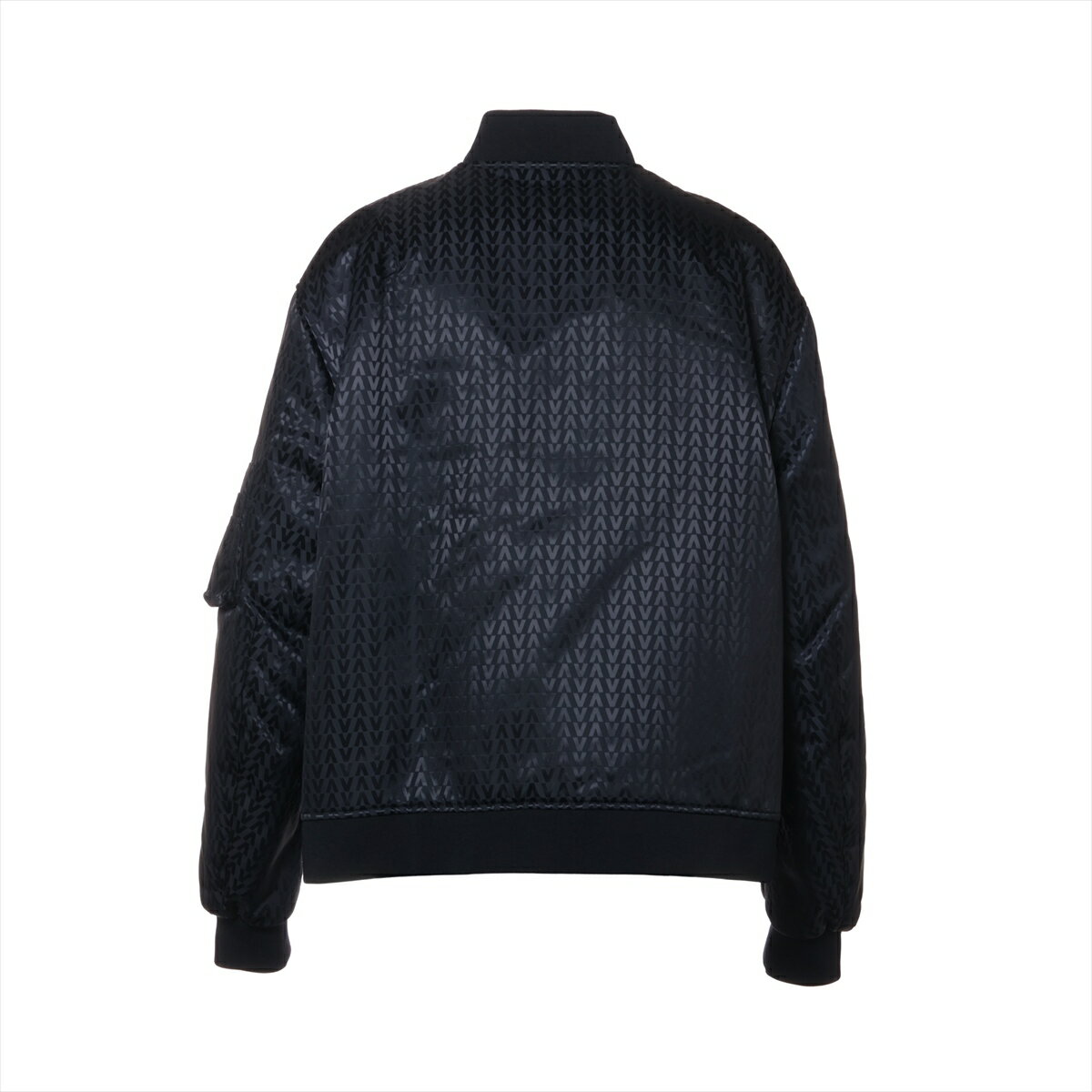 【中古】ヴァレンティノ Vロゴ ナイロン ボンバージャケット 50 メンズ ネイビー Vロゴ総柄 ジップデザイン