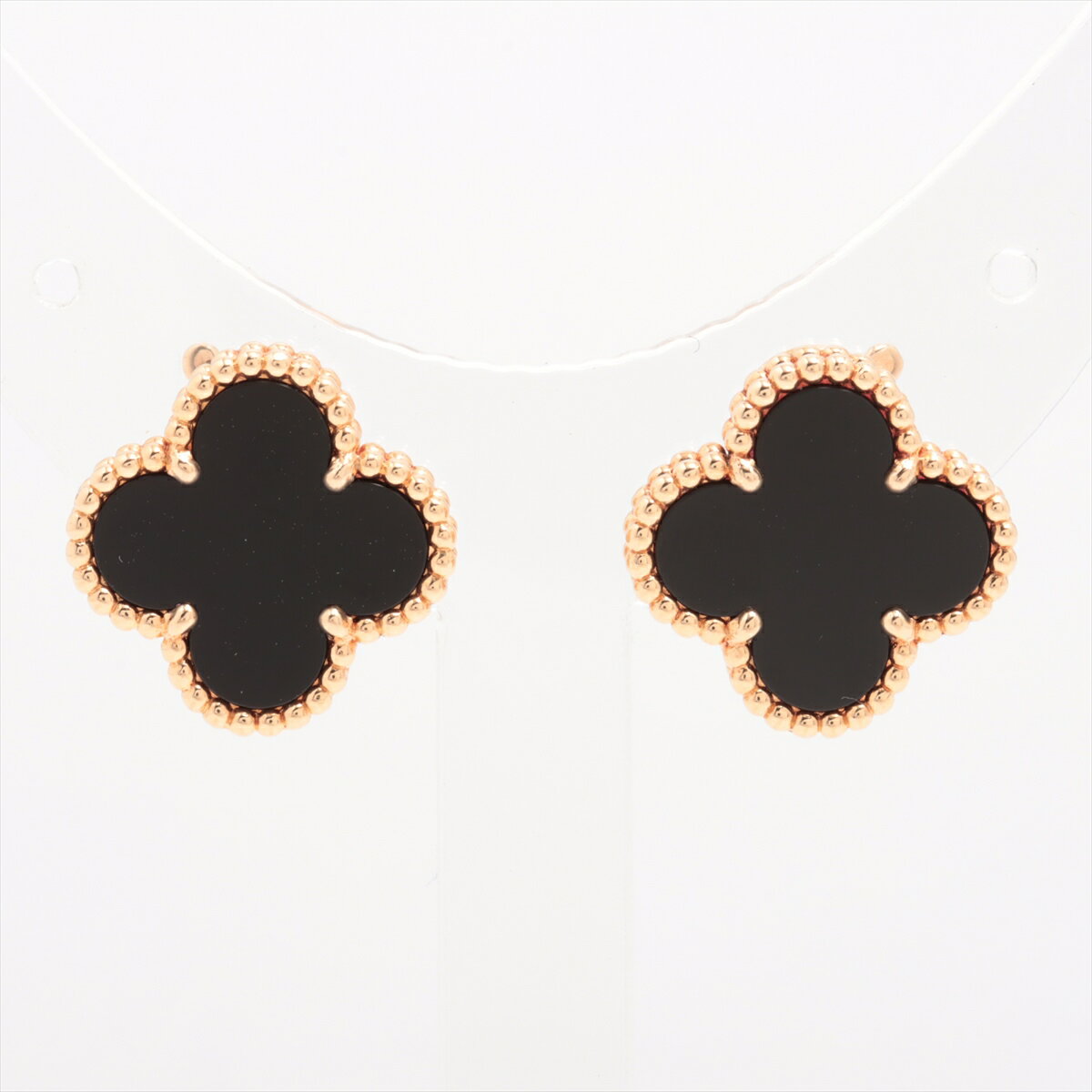 【中古】ヴァンクリーフ&アーペル ヴィンテージアルハンブラ オニキス ピアス 750(YG) 7.5gのサムネイル