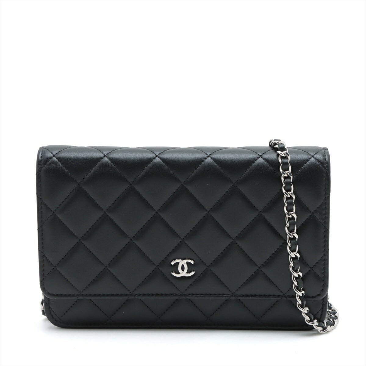 【中古】シャネル マトラッセ ラムスキン チェーンウォレット ブラック シルバー金具 ランダムプレート AP0250のサムネイル