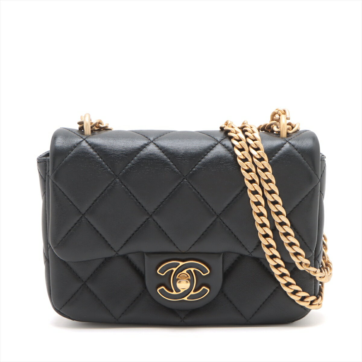 【中古】シャネル ミニマトラッセ ラムスキン チェーンショルダーバッグ ブラック ゴールド金具 ランダムプレートのサムネイル