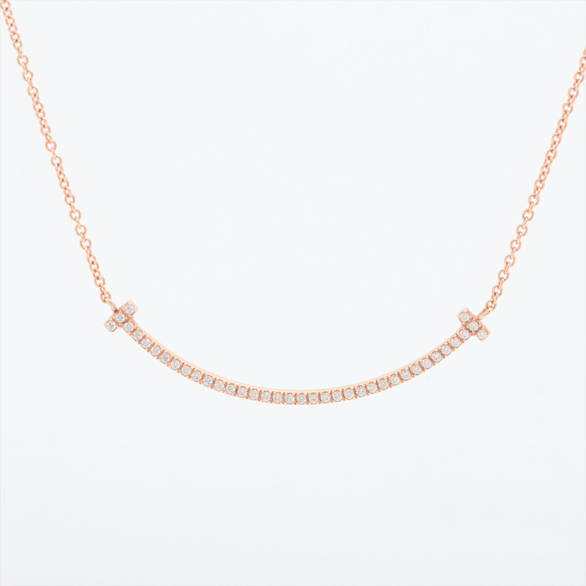 【中古】ティファニー Tスマイル スモール ダイヤ ネックレス 750(PG) 2.3gのサムネイル