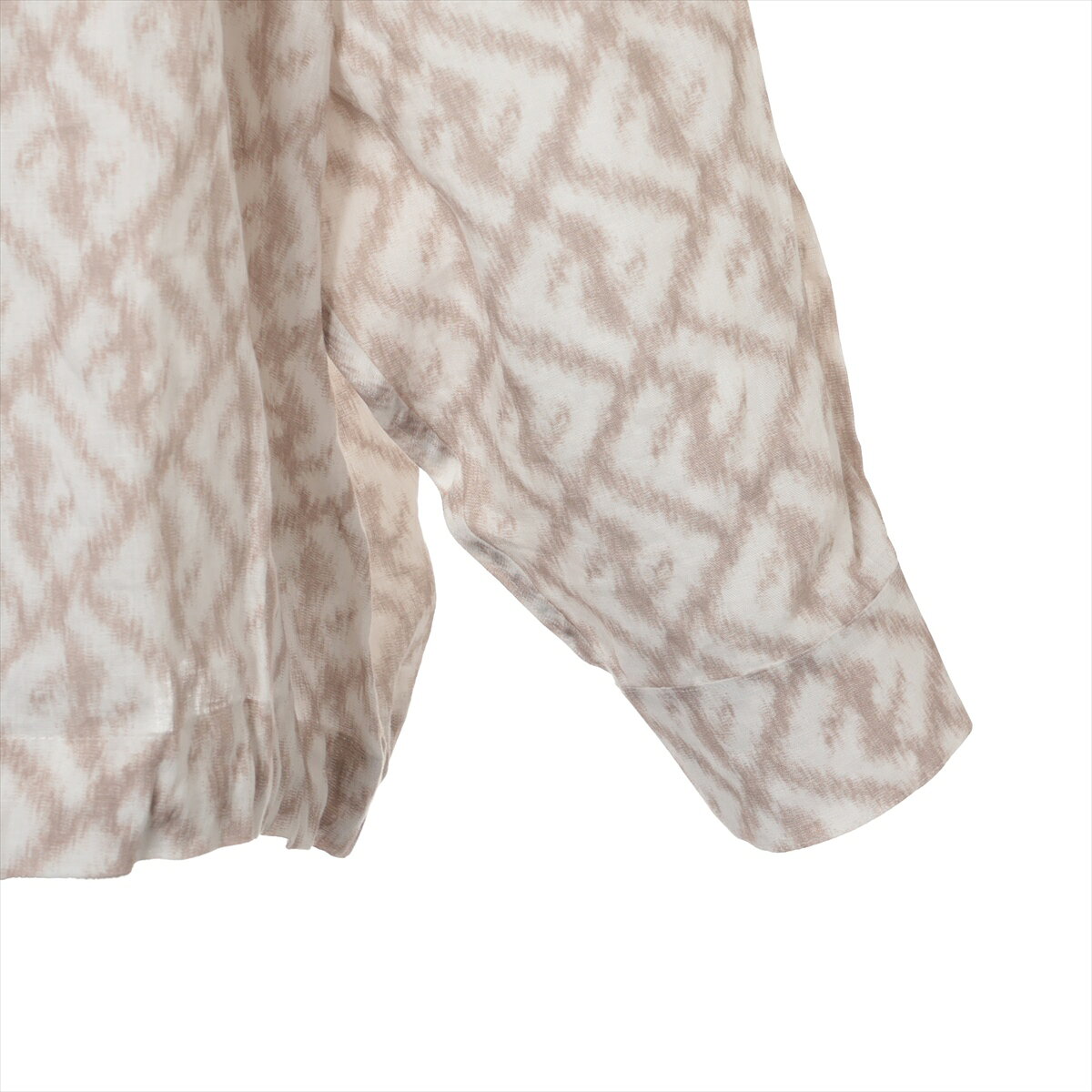 【中古】フェンディ 22年 リネン シャツ 42 メンズ ブラウン×ホワイト FS1092 FFロゴ オーバーサイズ