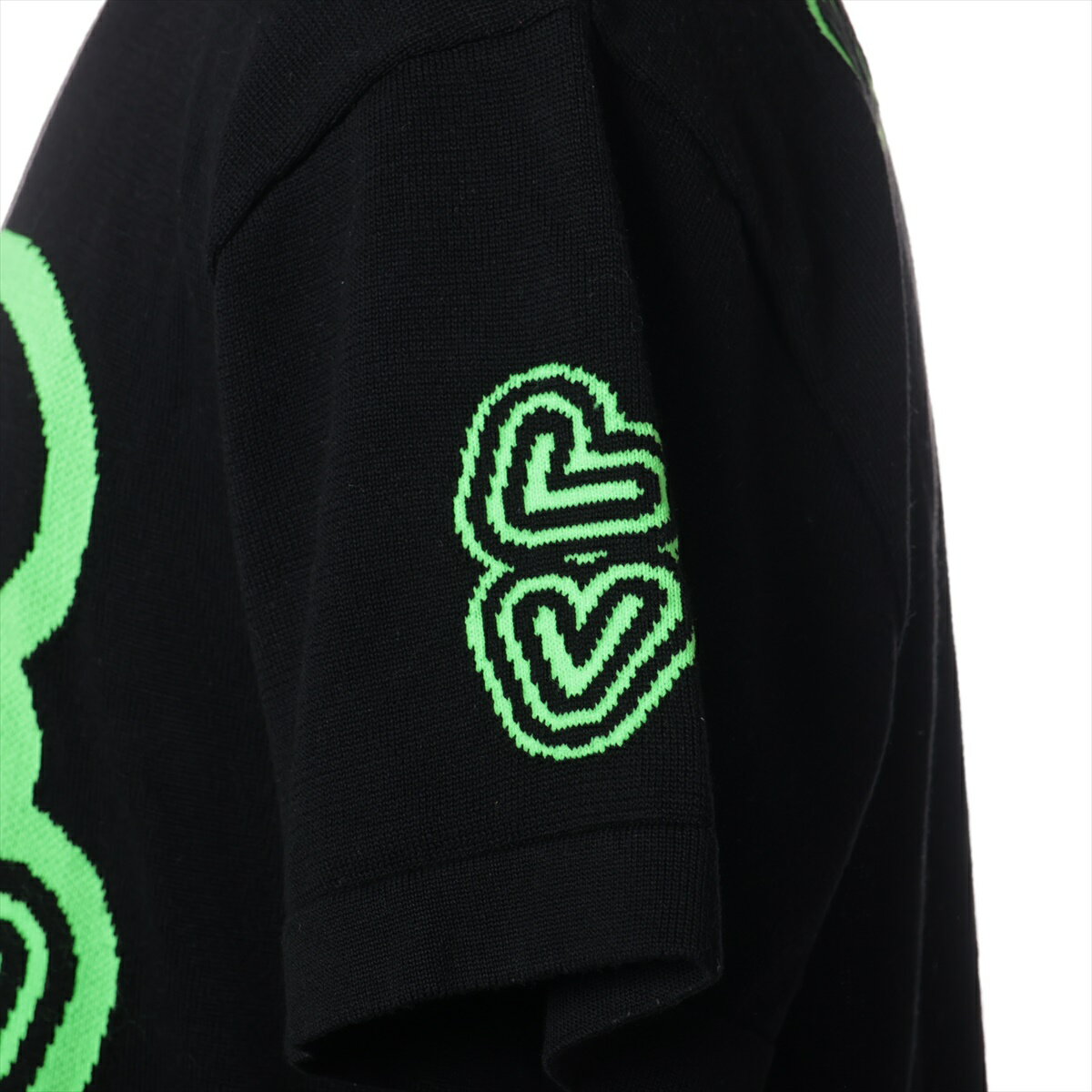 【中古】ヴィトン 22AW コットン×ナイロン 半袖ニット XS メンズ グリーン×ブラック RM222