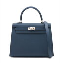【中古】エルメス ケリー25 セリエ ヴォーエプソン ブルーネイビー シルバー金具 B:2023年