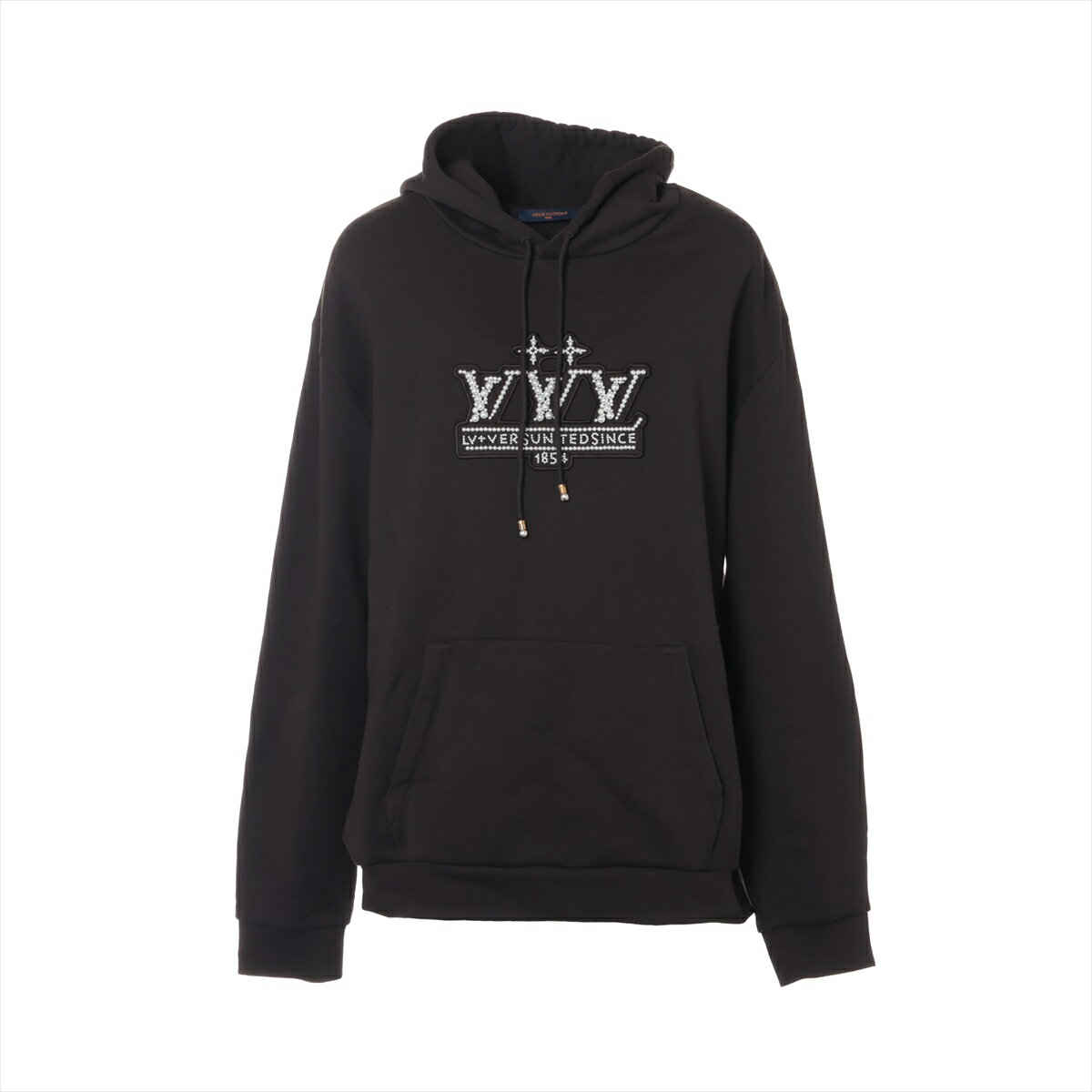 【中古】ヴィトン 25SS コットン パーカー 5L メンズ ブラック RM251M パールエンベリッシュド フーディ