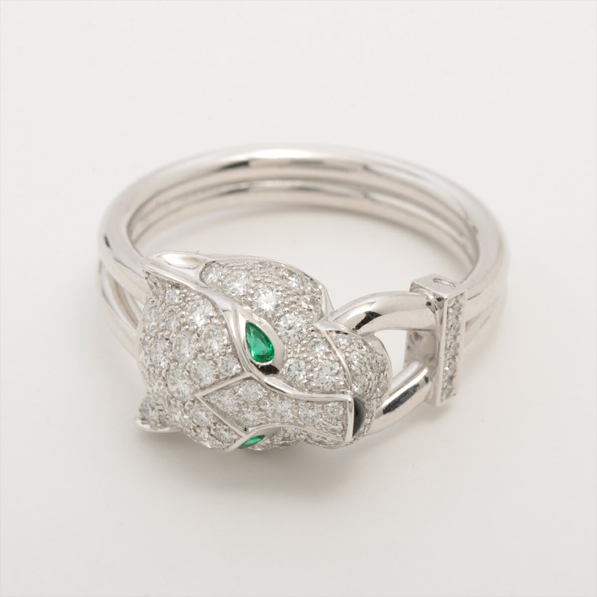 【中古】カルティエ パンテール ドゥ カルティエ エメラルド オニキス リング 750(WG) 8.7g 58 ダイヤ