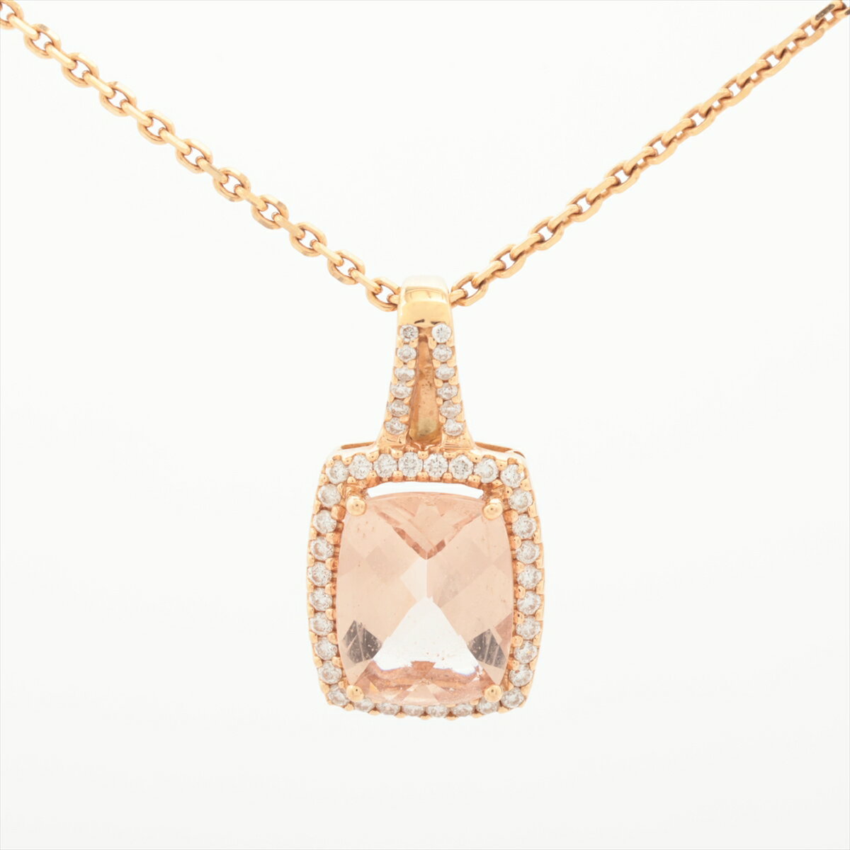 【中古】モルガナイト ダイヤ ネックレス 750×K18 5.6g 2.73 0.25