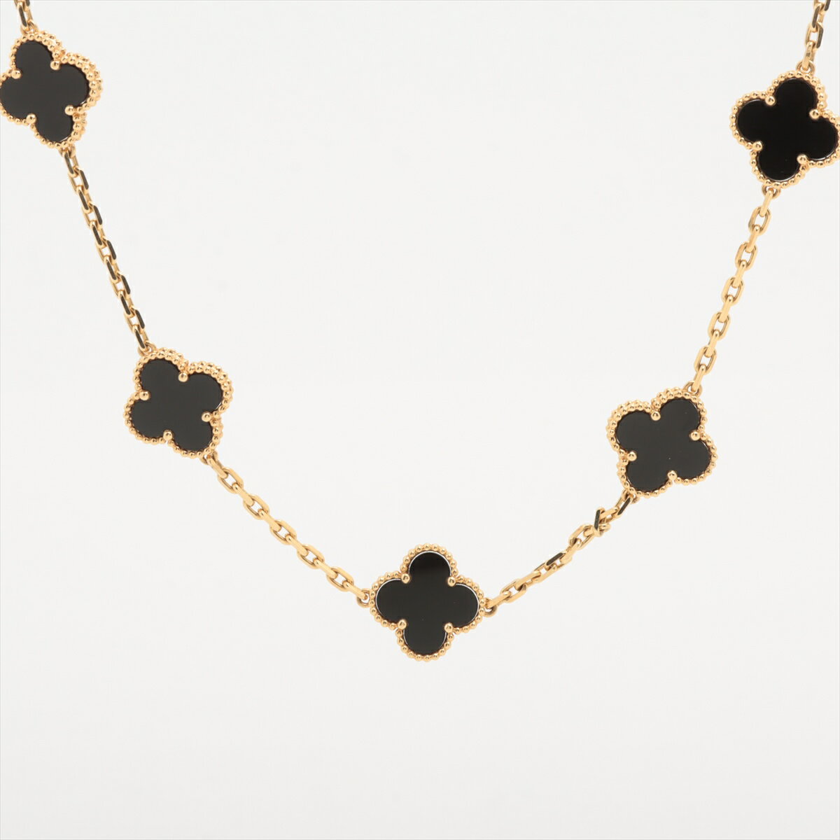 【中古】ヴァンクリーフ&アーペル ヴィンテージアルハンブラ 10P オニキス ネックレス 750(YG) 24.0gのサムネイル