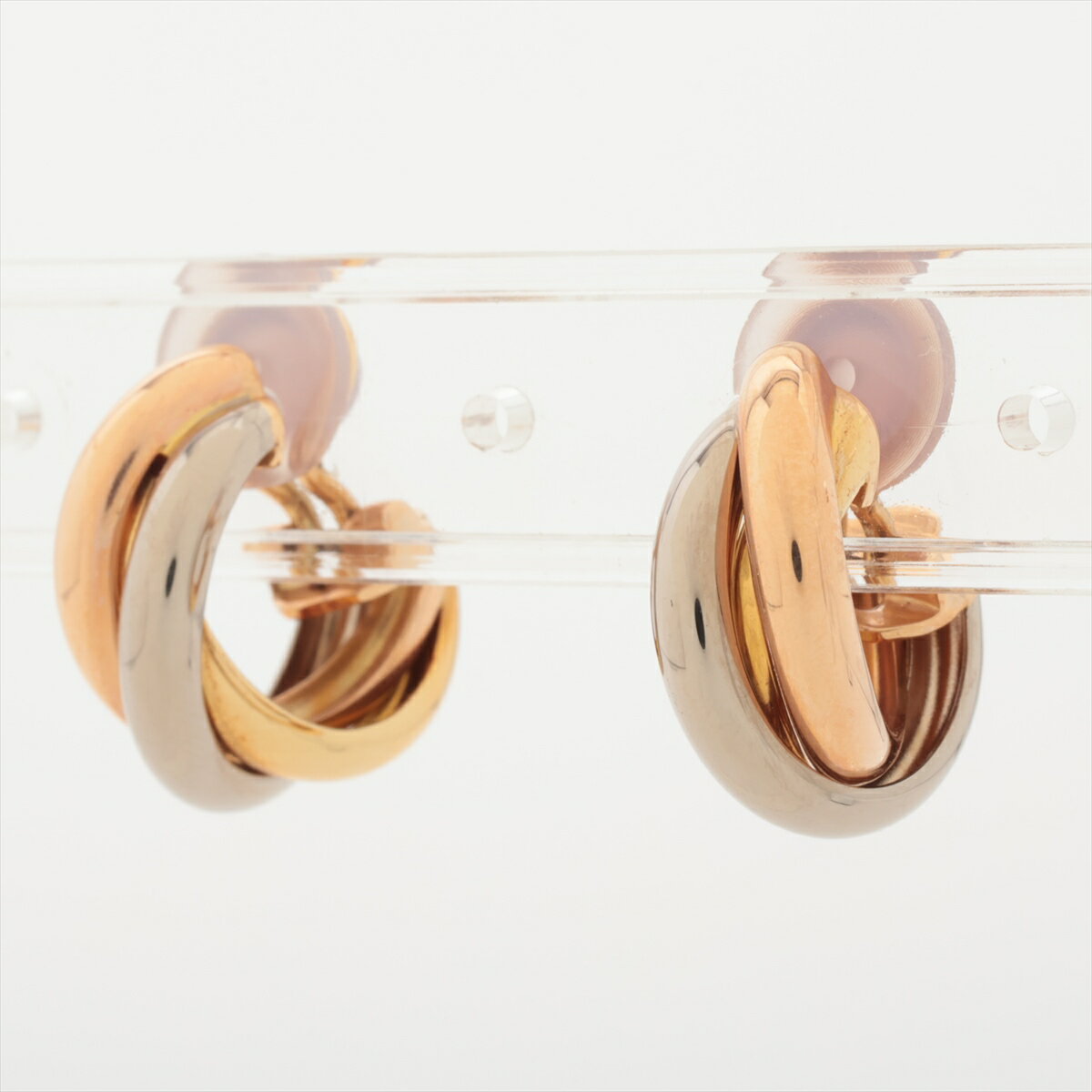 【中古】カルティエ トリニティ イヤリング 750(YG×PG×WG) 9.5g ポストパーツ同梱のサムネイル