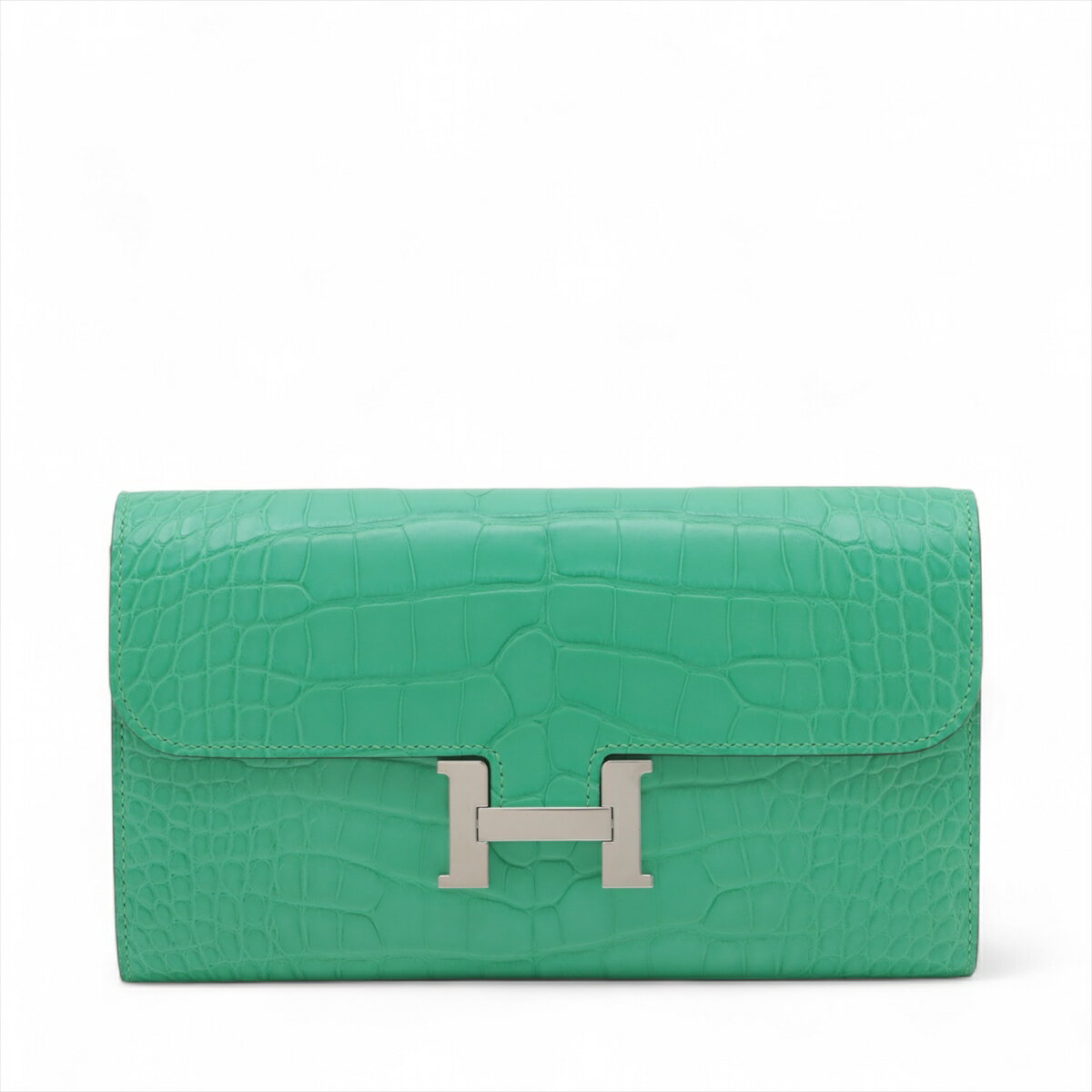 【中古】エルメス コンスタンスロング トゥーゴー アリゲーターマット ヴェールコミック シルバー金具 ..