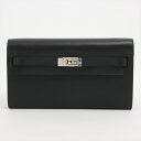 【中古】エルメス ケリーウォレット トゥーゴー シェブルミゾル 財布 ブラック シルバー金具 W:2024年 エレクトラム金具