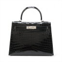 【中古】エルメス ケリー28 セリエ ニロティカス ブラック シルバー金具 □Q:2013年