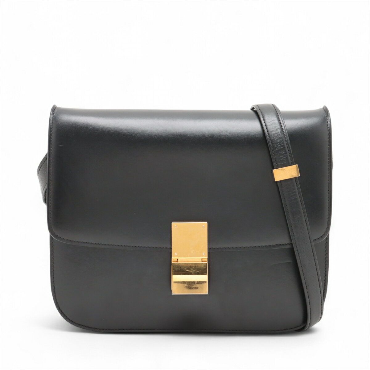 【中古】セリーヌ クラシックボックス レザー ショルダーバッグ ブラックのサムネイル