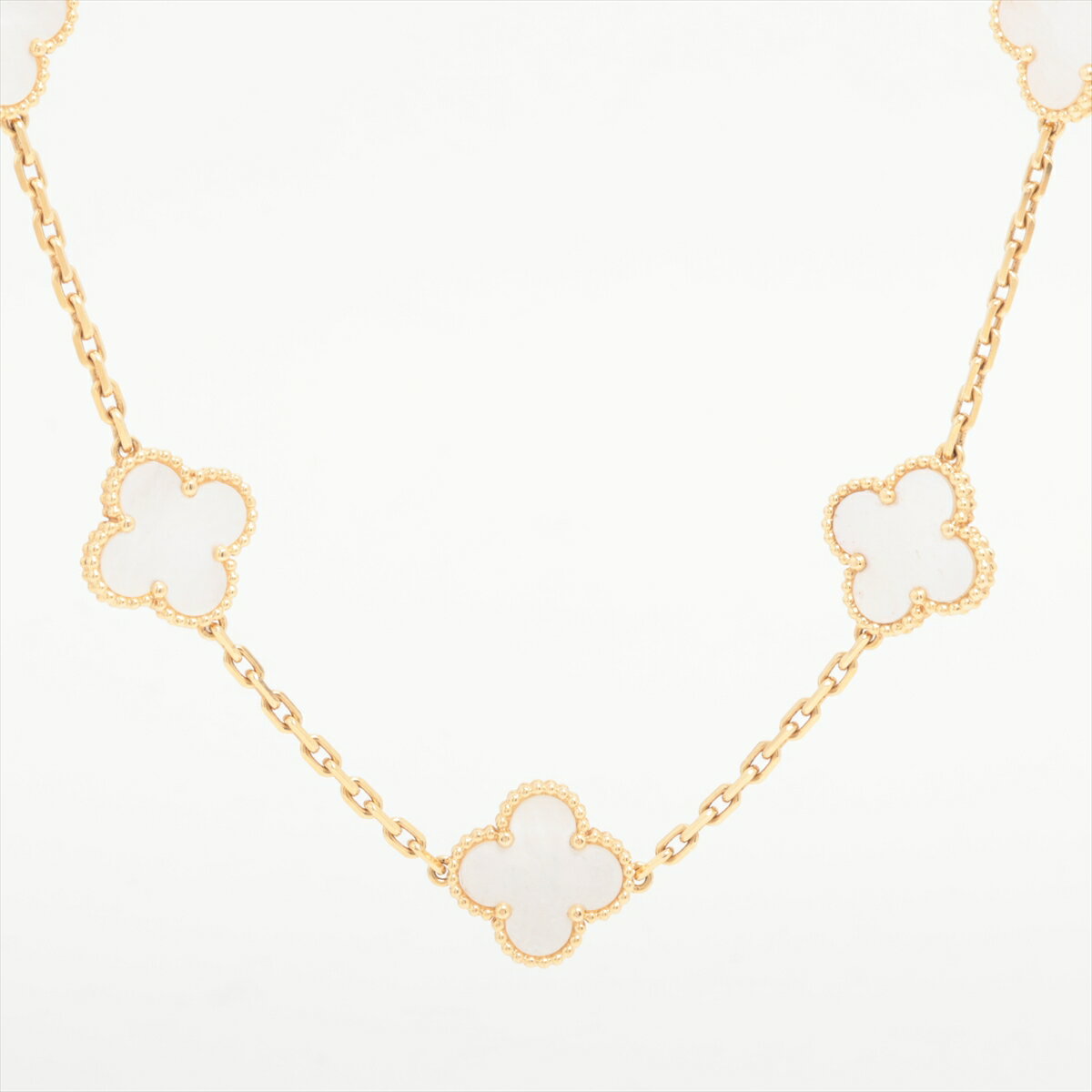 【中古】ヴァンクリーフ&アーペル ヴィンテージアルハンブラ 10P シェル ネックレス 750(YG) 24.6gのサムネイル