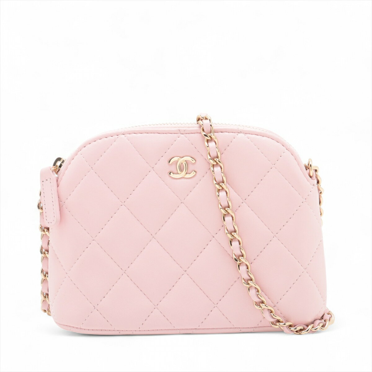 【中古】シャネル マトラッセ ラムスキン チェーンショルダーバッグ ピンク ゴールド金具 ランダムシリアル AP4000のサムネイル
