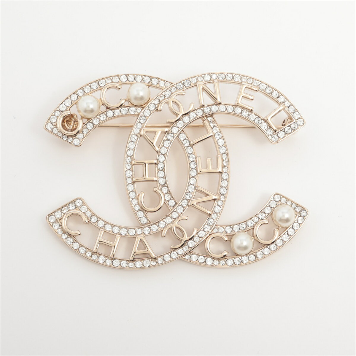【中古】シャネル ココマーク B21V ブローチ GP×ラインストーン×フェイクパール ゴールドのサムネイル