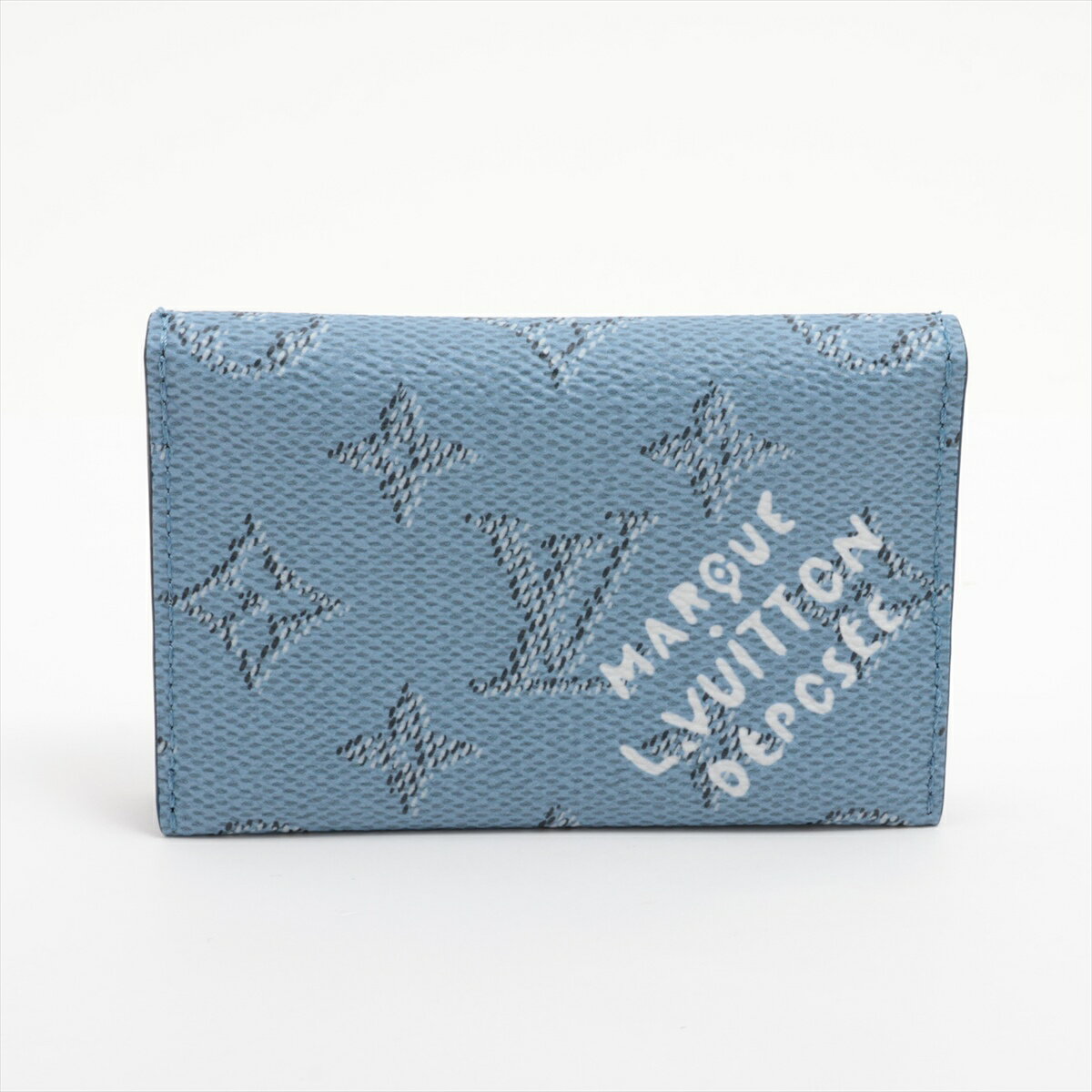 【中古】ヴィトン モノグラム ヘリテージ カードケース ポルトカルト スリム M14817 ブルー カードケース RFID反応有のサムネイル