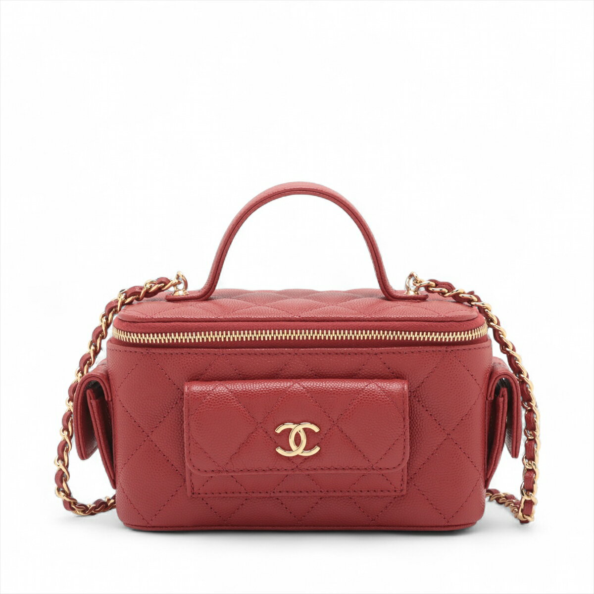 【美品★希少カラー】シャネル　キャビアスキン　バニティバッグ　ハンド　レッド　赤 楽天市場】CHANEL シャネル キャビアスキン バニティバッグ