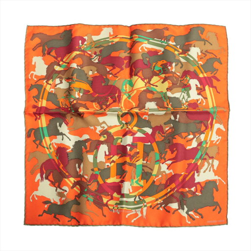 【中古】エルメス プチカレ EX LIBRIS EN CAMOUFLAGE エクスリブリスのカモフラージュ スカーフ シルク オレンジ カレ45 【中古】エルメス プチカレ EX LIBRIS EN CAMOUFLAGE エクスリブリスのカモフラージュ スカーフ シルク オレンジ カレ45