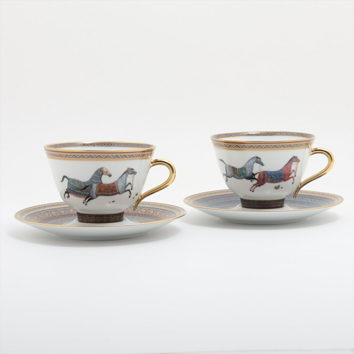 【中古】エルメス シュバルドリアン カップ&ソーサー 陶器 2客セット