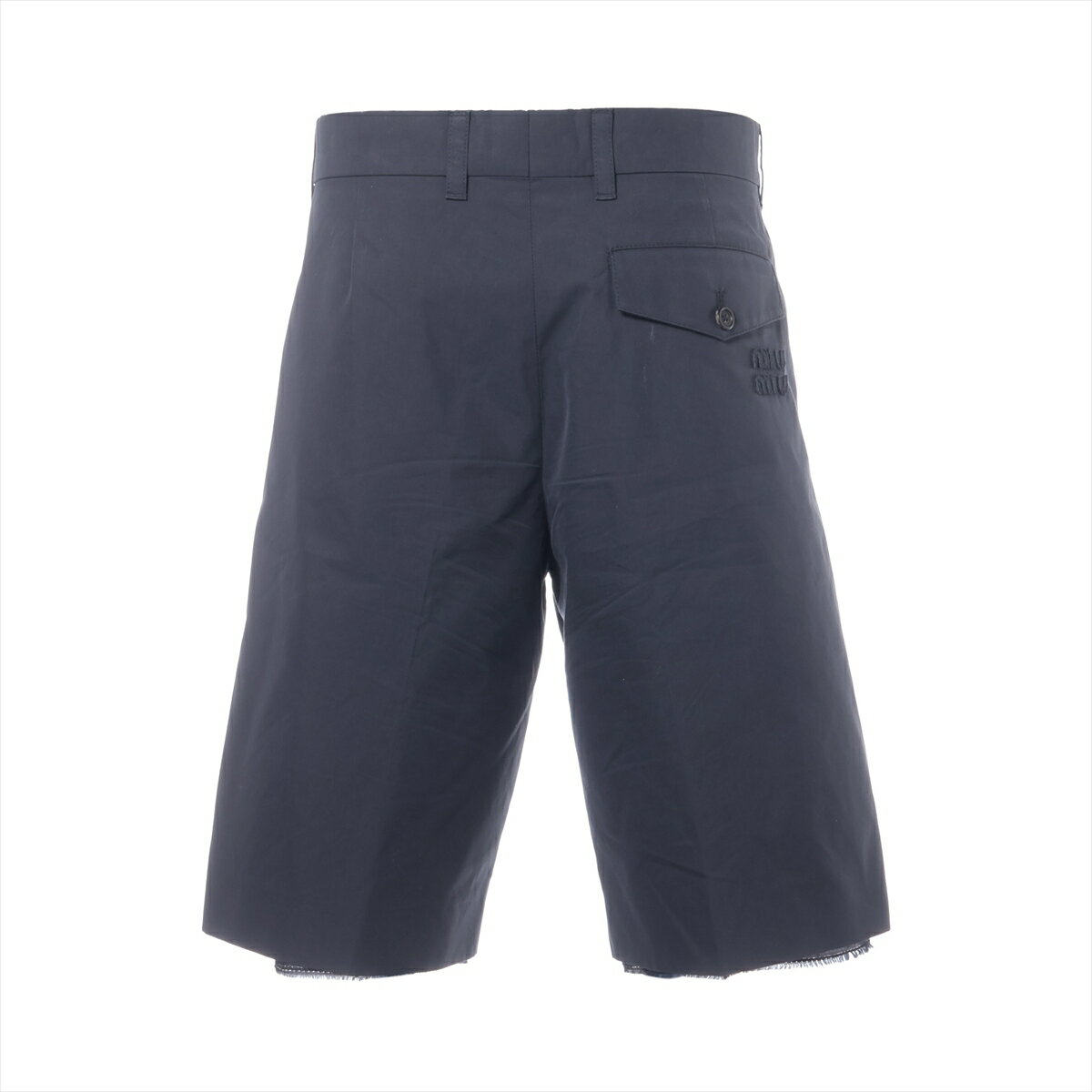 【中古】ミュウミュウ 25年 コットン ショートパンツ 38 メンズ ネイビー MP1909 パナマコットン バミューダショーツ