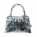 【中古】バレンシアガ アワーグラス レザー 2WAYハンドバッグ ブラック 593546