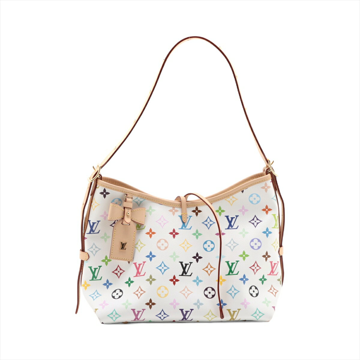 【中古】ヴィトン LV×TMxマルチカラー キャリーオール NM PM M13661 ホワイト RFID反応あり(4)