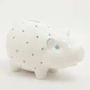 【中古】ティファニー ピギーバンク 貯金箱 陶器 ホワイト×ブルー