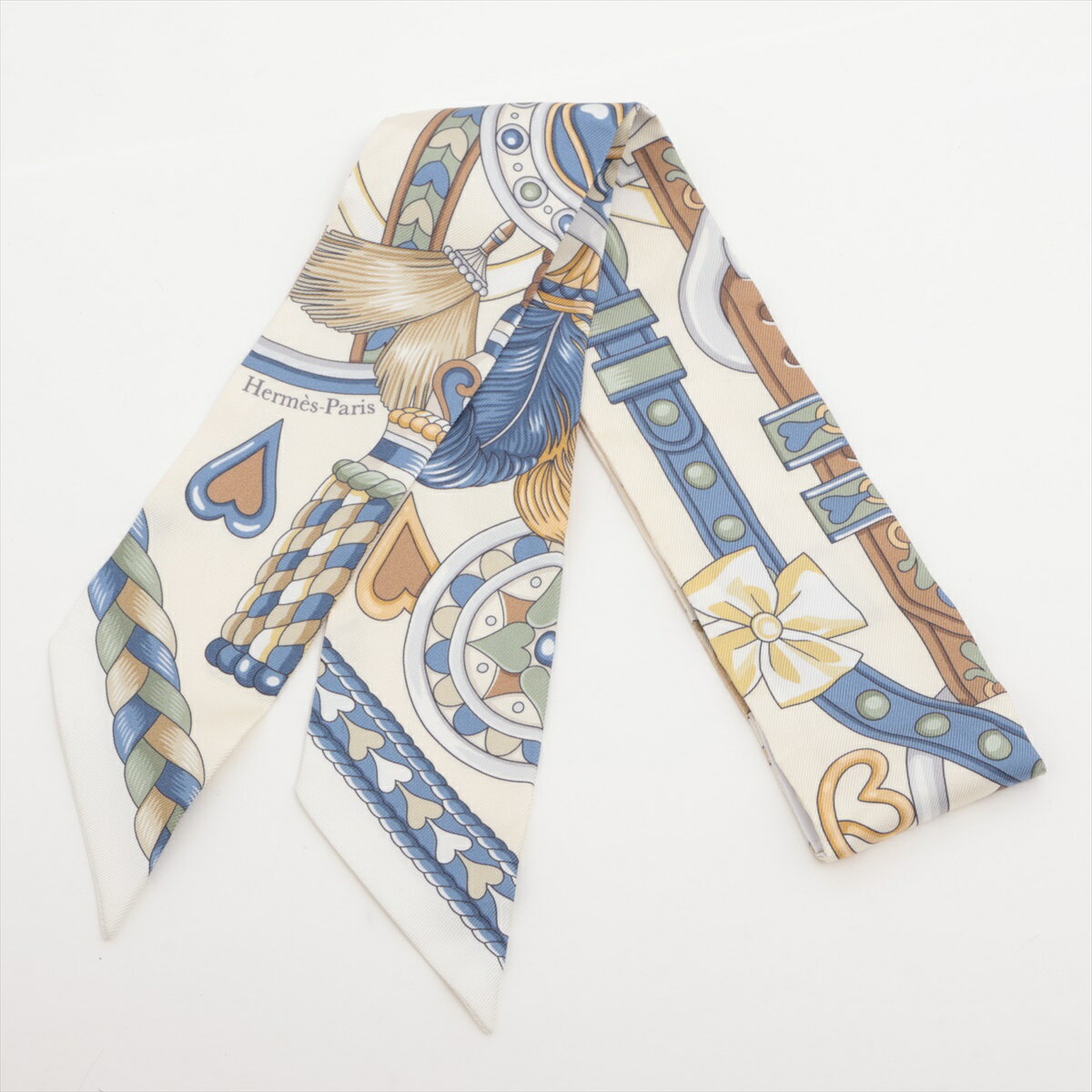 【中古】エルメス ツイリー HARNAIS DE COEUR アルネドゥクール スカーフ シルク アイリスのサムネイル