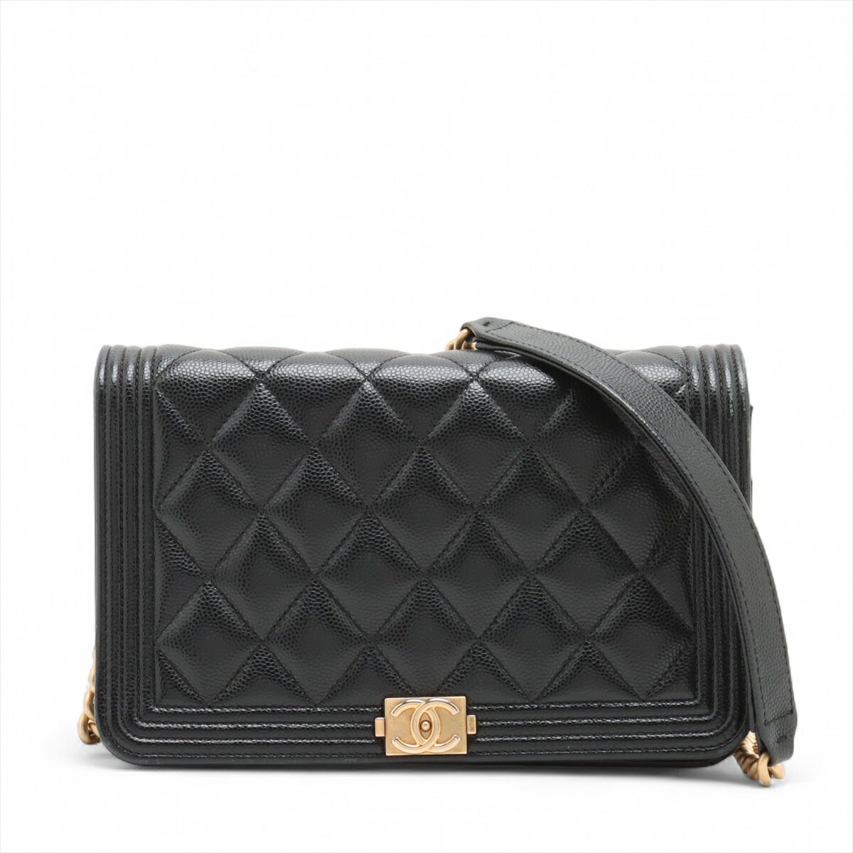 【中古】シャネル ボーイシャネル キャビアスキン チェーンウォレット ブラック ゴールド金具 29番台 AP1117のサムネイル