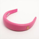 【中古】ミュウミュウ ロゴ カチューシャ レザー ピンク