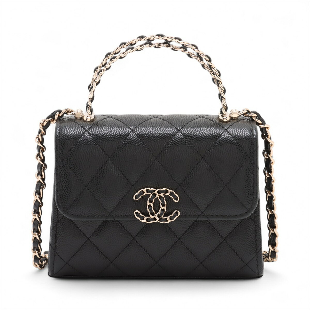 【中古】シャネル マトラッセ キャビアスキン 2WAYハンドバッグ ブラック ゴールド金具 ランダムシリアル AP3237のサムネイル