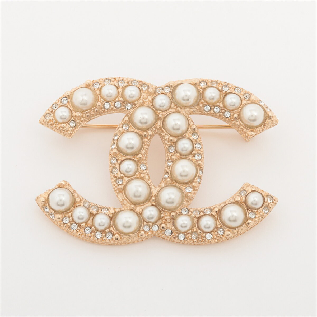 【中古】シャネル ココマーク F15V ブローチ GP×ラインストーン×フェイクパール ゴールドのサムネイル