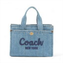 【中古】コーチ カーゴ デニム ハンドバッグ ブルー