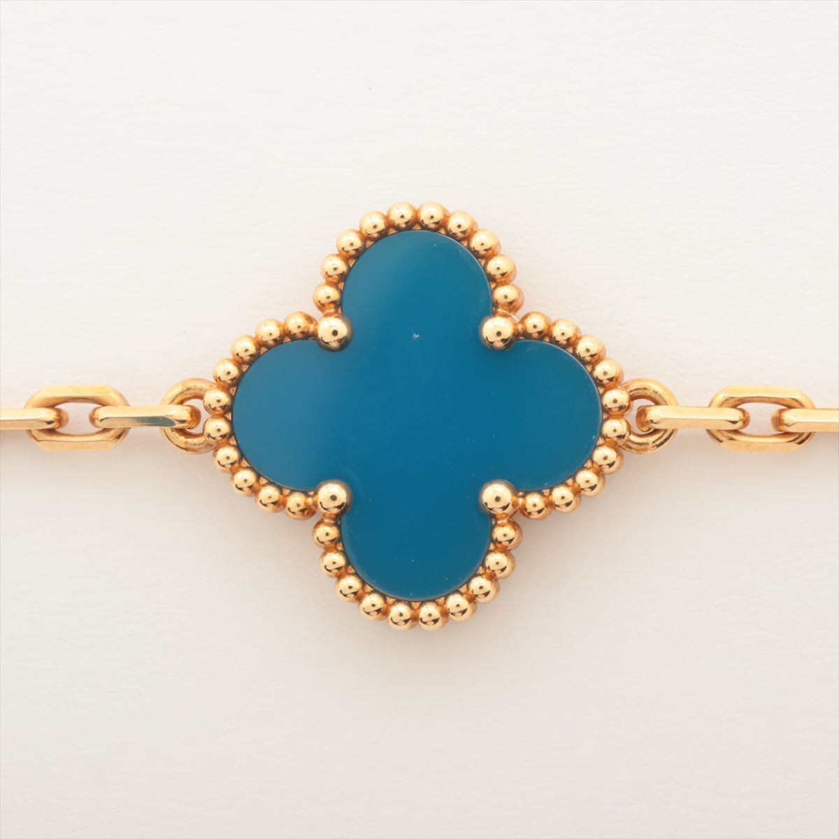 【中古】ヴァンクリーフ&アーペル ヴィンテージアルハンブラ 5P ブルーアゲート ブレスレット 750(YG) 11.1g VCARP34900