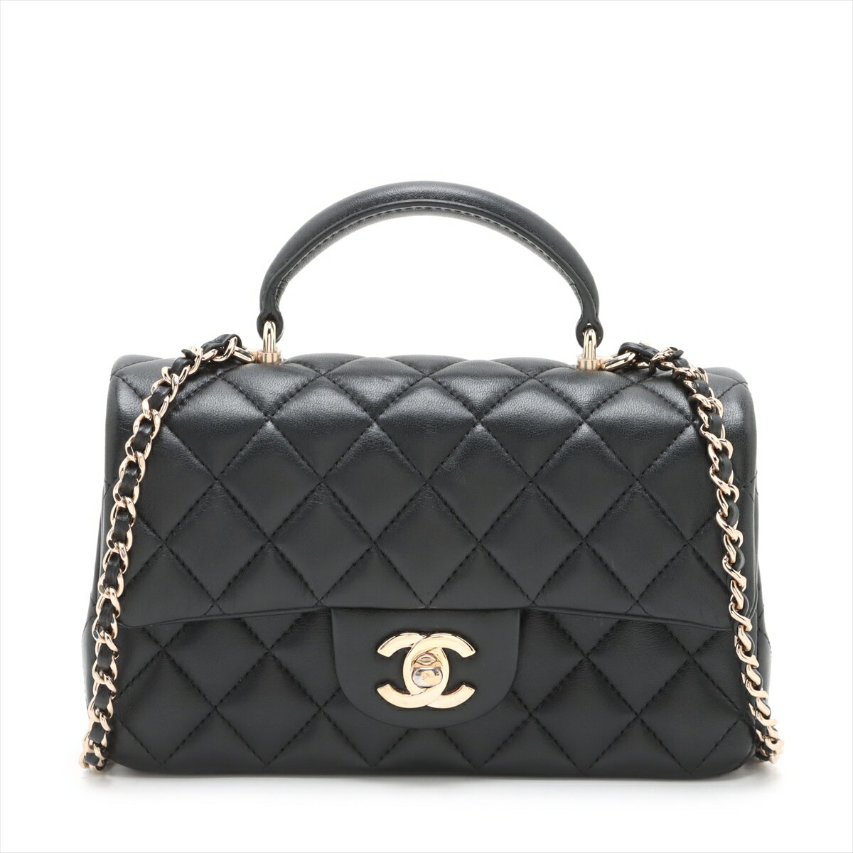 【中古】シャネル マトラッセ ラムスキン 2WAYショルダーバッグ ブラック ゴールド金具 ランダムプレート AS2431のサムネイル