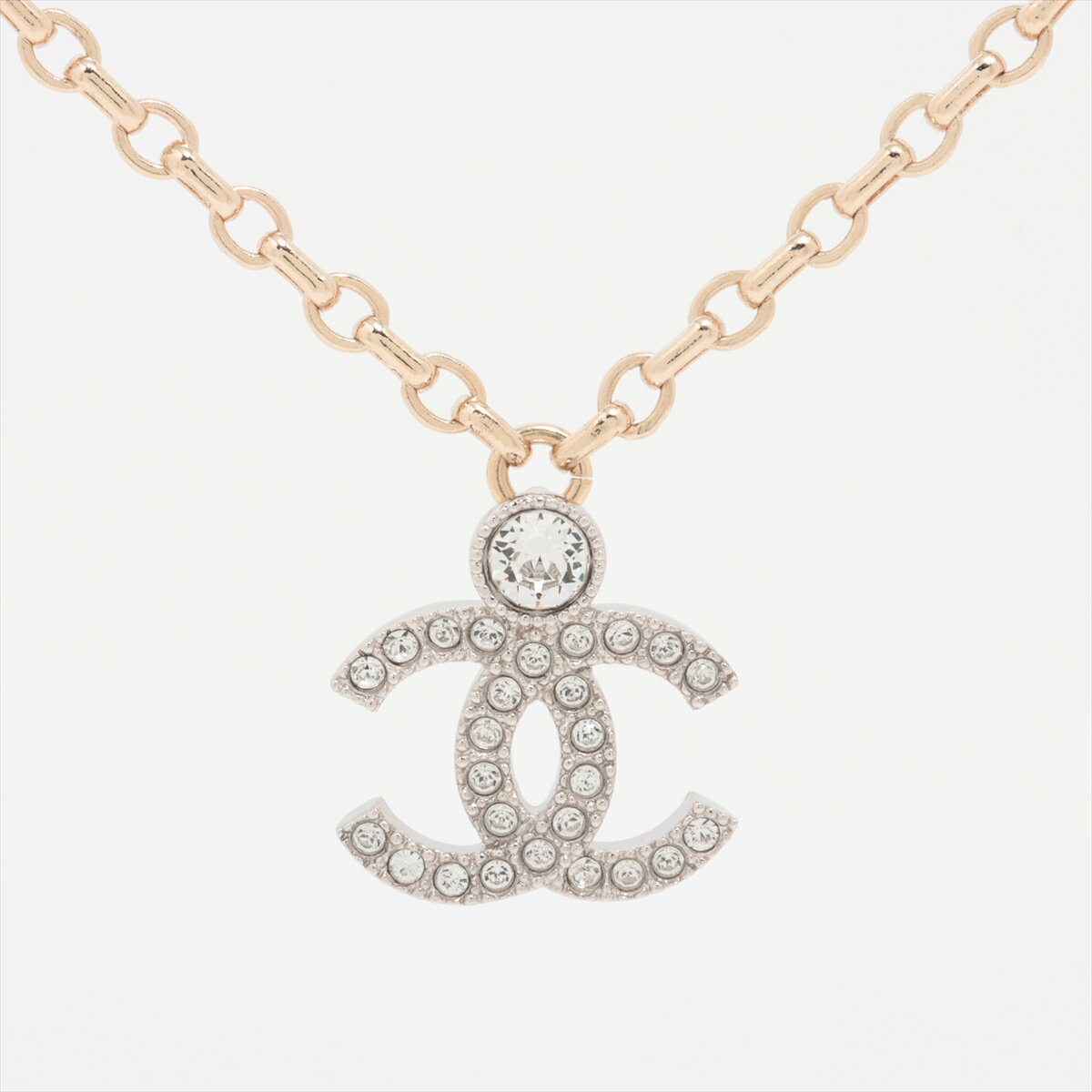 【中古】シャネル ココマーク I25V ネックレス GP×ラインストーン シルバー×ゴールドのサムネイル