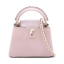 【中古】ヴィトン LVロゴxエキゾチックレザー カプシーヌNANO - ピンク RFID反応あり