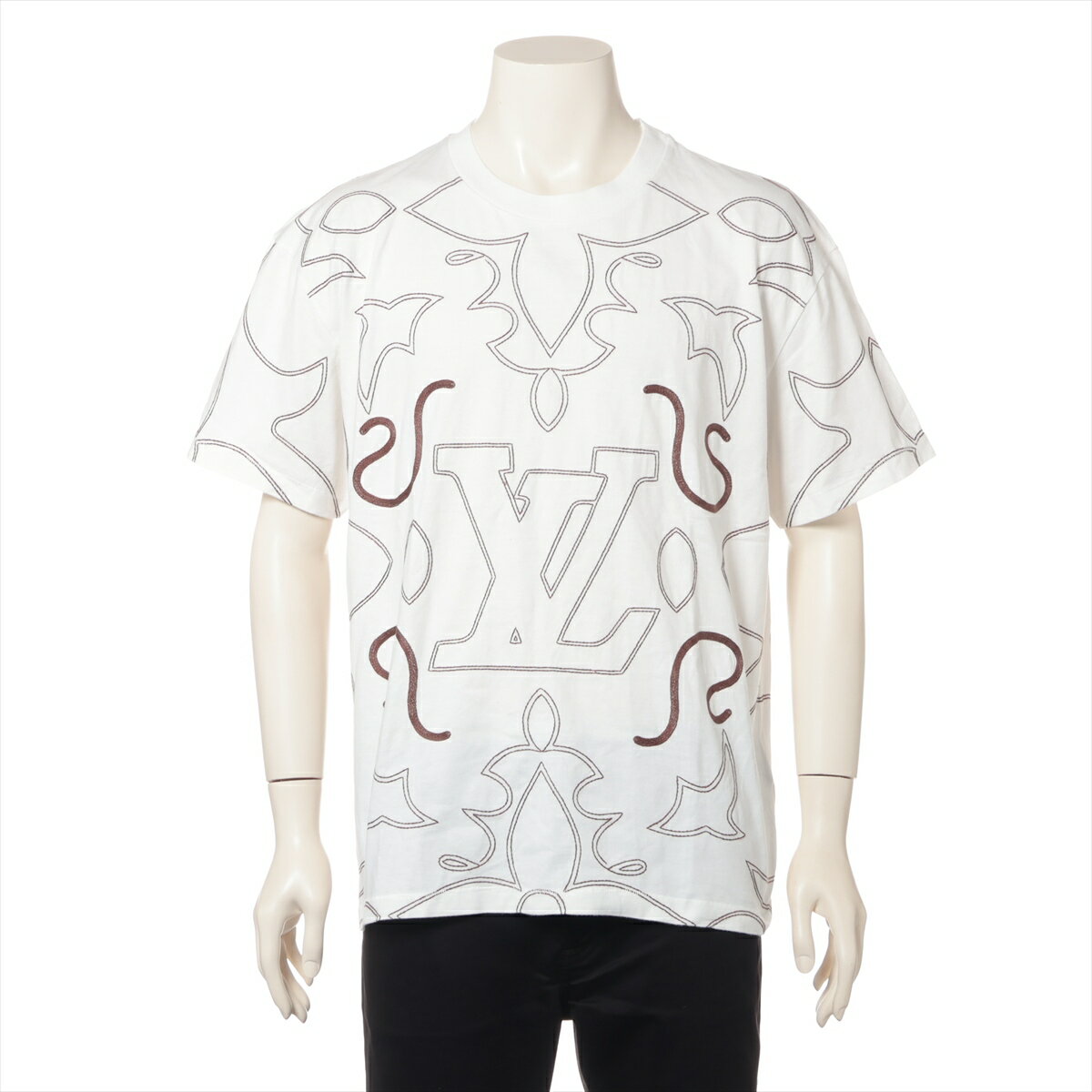 【中古】ヴィトン 24AW コットン Tシャツ XL メンズ ホワイト RM242M